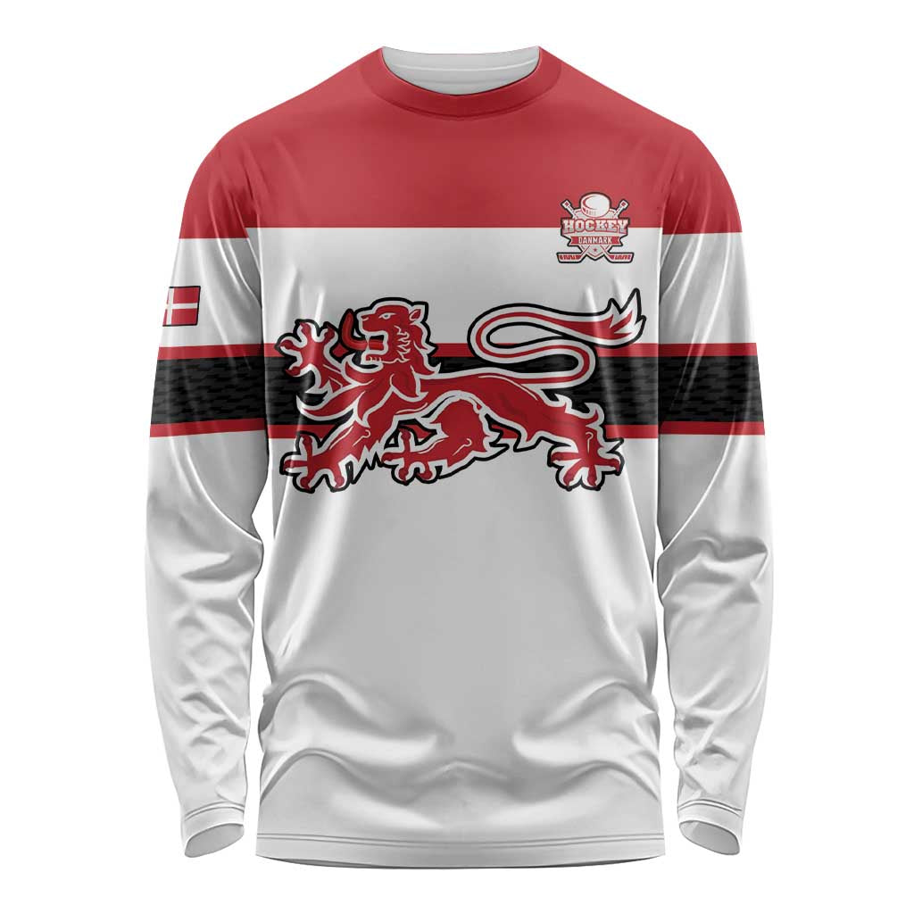 Custom Denmark Ice Hockey 2026 Long Sleeve Shirt Fight for Glory White Jersey