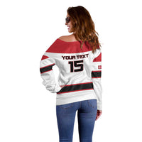 Custom Denmark Ice Hockey 2026 Off Shoulder Sweater Fight for Glory White Jersey