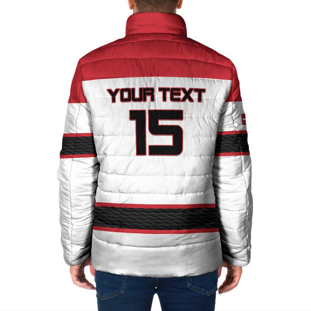 Custom Denmark Ice Hockey 2026 Padded Jacket Fight for Glory White Jersey