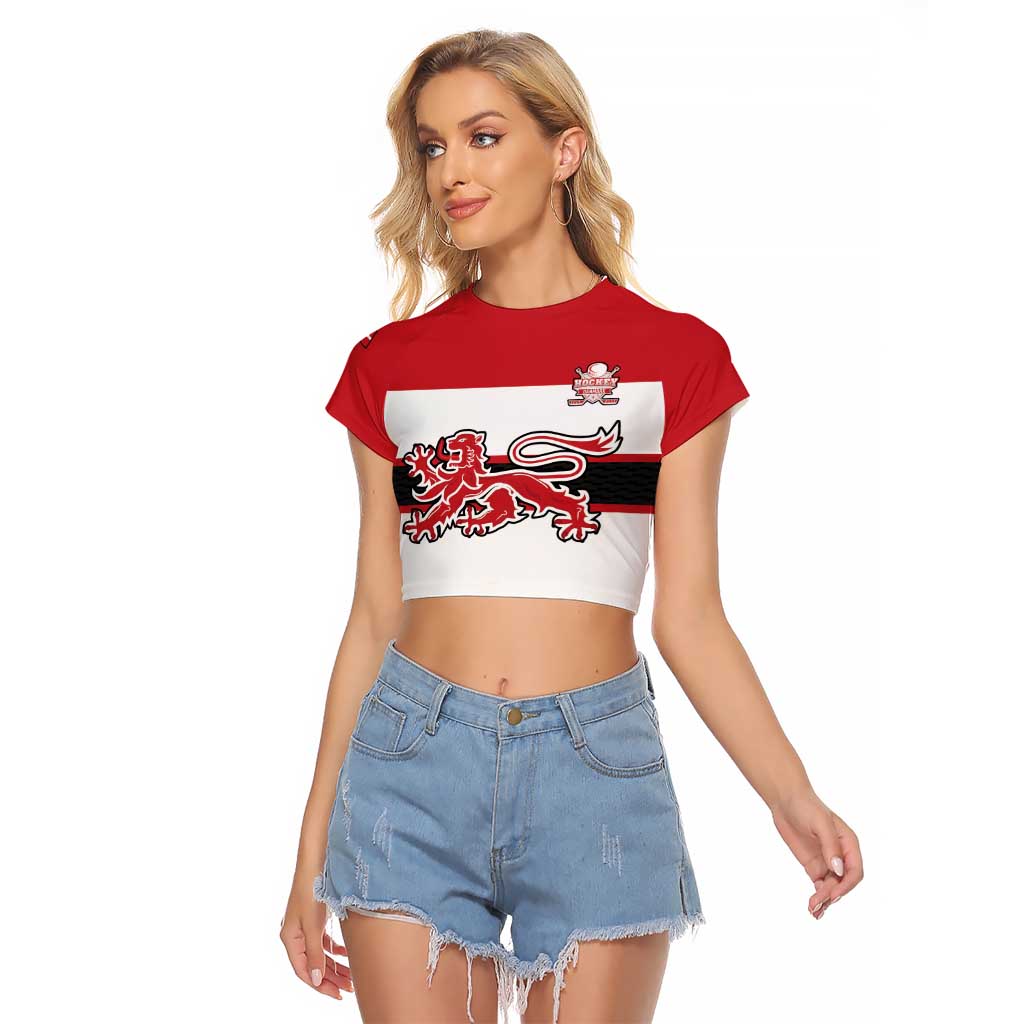 Custom Denmark Ice Hockey 2026 Raglan Cropped T Shirt Fight for Glory White Jersey