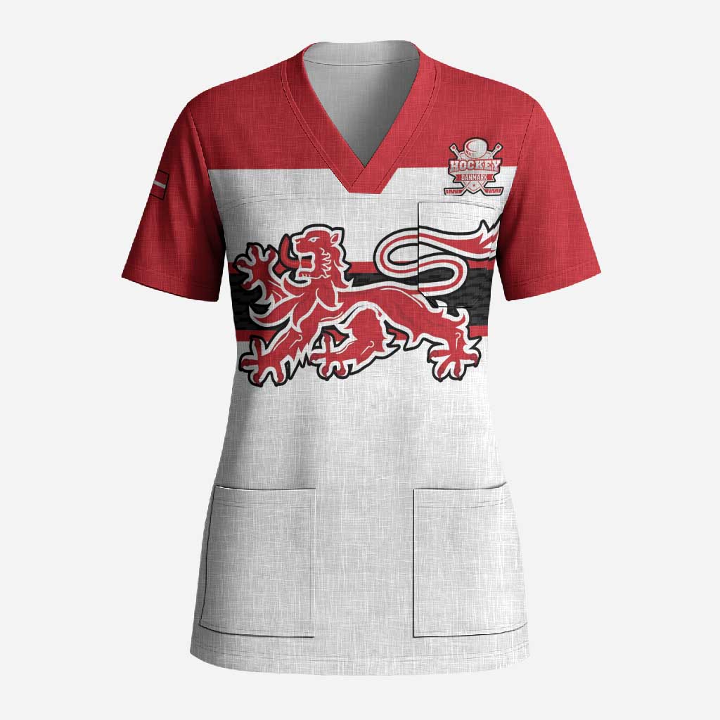 Custom Denmark Ice Hockey 2026 Scrub Top Fight for Glory White Jersey