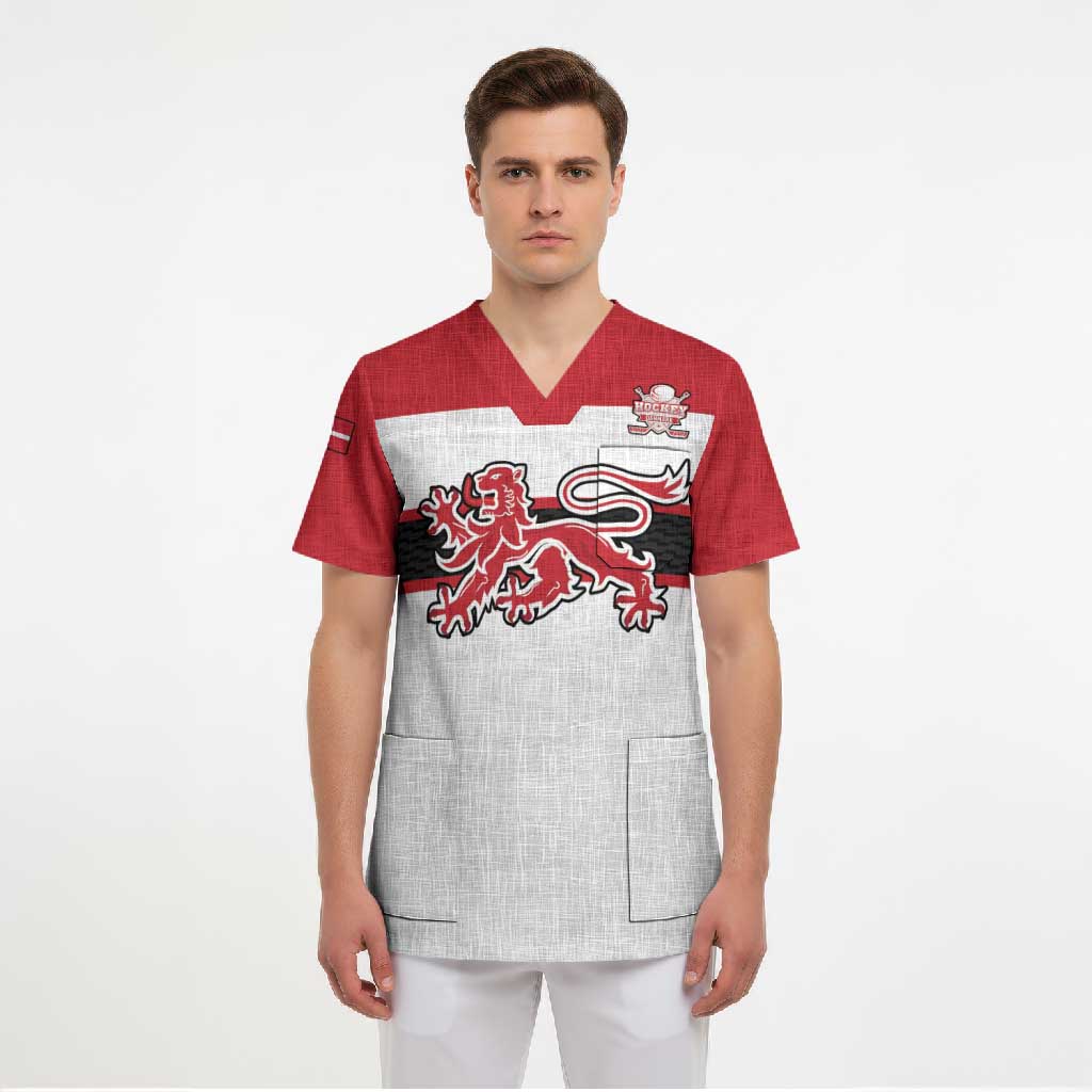 Custom Denmark Ice Hockey 2026 Scrub Top Fight for Glory White Jersey