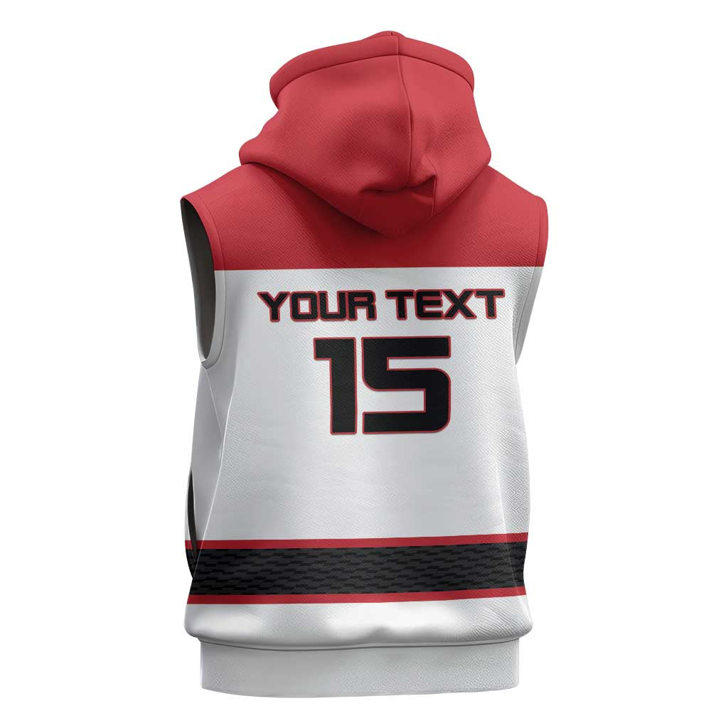 Custom Denmark Ice Hockey 2026 Sleeveless Hoodie Fight for Glory White Jersey