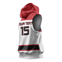 Custom Denmark Ice Hockey 2026 Sleeveless Hoodie Fight for Glory White Jersey