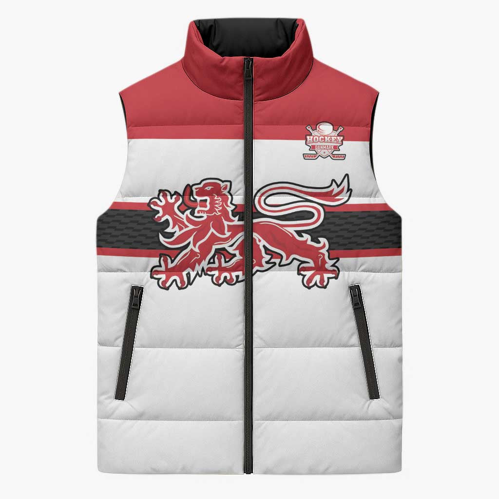 Custom Denmark Ice Hockey 2026 Sleeveless Puffer Jacket Fight for Glory White Jersey