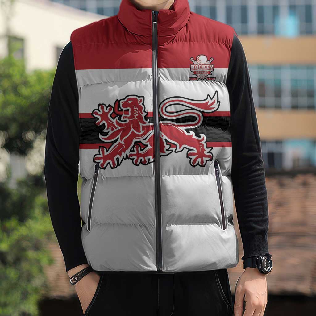 Custom Denmark Ice Hockey 2026 Sleeveless Puffer Jacket Fight for Glory White Jersey