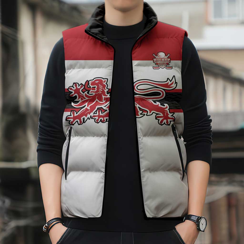 Custom Denmark Ice Hockey 2026 Sleeveless Puffer Jacket Fight for Glory White Jersey