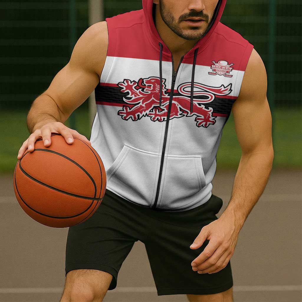 Custom Denmark Ice Hockey 2026 Sleeveless Zip Hoodie Fight for Glory White Jersey