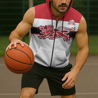 Custom Denmark Ice Hockey 2026 Sleeveless Zip Hoodie Fight for Glory White Jersey
