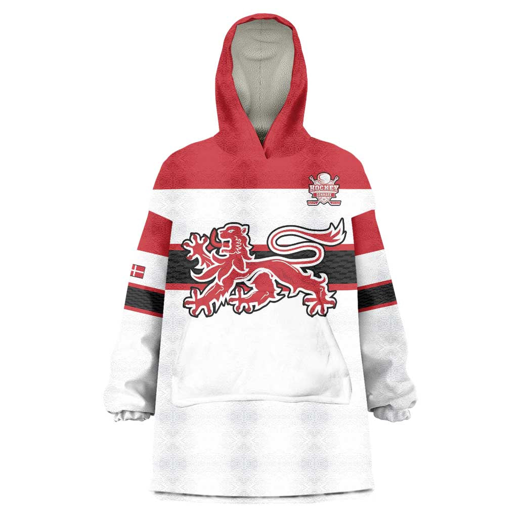 Custom Denmark Ice Hockey 2026 Wearable Blanket Hoodie Fight for Glory White Jersey