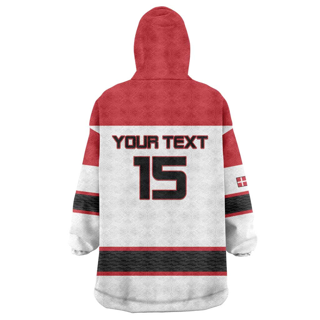Custom Denmark Ice Hockey 2026 Wearable Blanket Hoodie Fight for Glory White Jersey