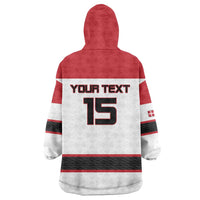 Custom Denmark Ice Hockey 2026 Wearable Blanket Hoodie Fight for Glory White Jersey