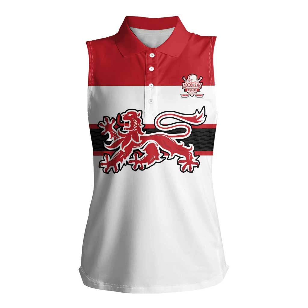 Custom Denmark Ice Hockey 2026 Women Sleeveless Polo Shirt Fight for Glory White Jersey