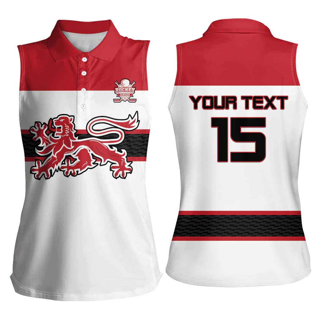 Custom Denmark Ice Hockey 2026 Women Sleeveless Polo Shirt Fight for Glory White Jersey