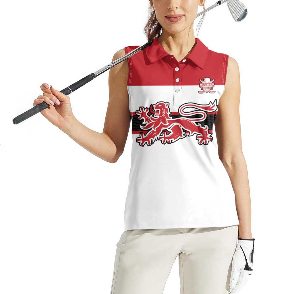 Custom Denmark Ice Hockey 2026 Women Sleeveless Polo Shirt Fight for Glory White Jersey
