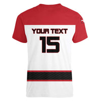 Custom Denmark Ice Hockey 2026 Women V-Neck T-Shirt Fight for Glory White Jersey