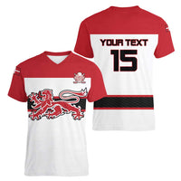 Custom Denmark Ice Hockey 2026 Women V-Neck T-Shirt Fight for Glory White Jersey