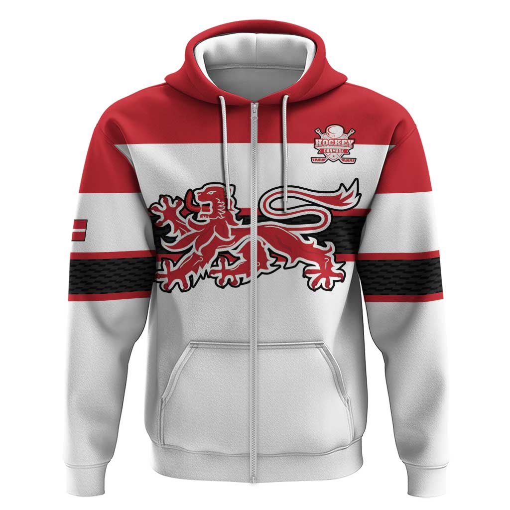 Custom Denmark Ice Hockey 2026 Zip Hoodie Fight for Glory White Jersey