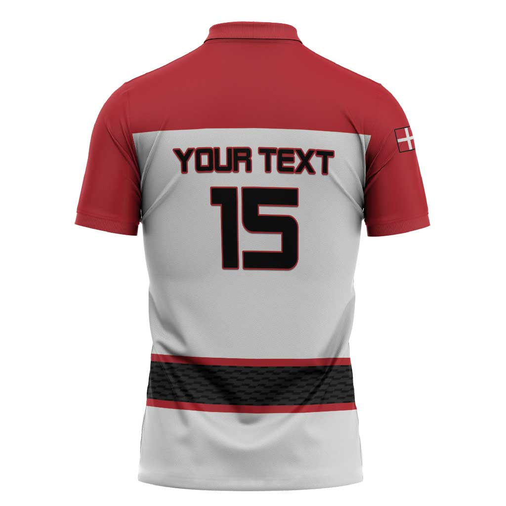 Custom Denmark Ice Hockey 2026 Zipper Polo Shirt Fight for Glory White Jersey