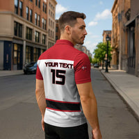 Custom Denmark Ice Hockey 2026 Zipper Polo Shirt Fight for Glory White Jersey