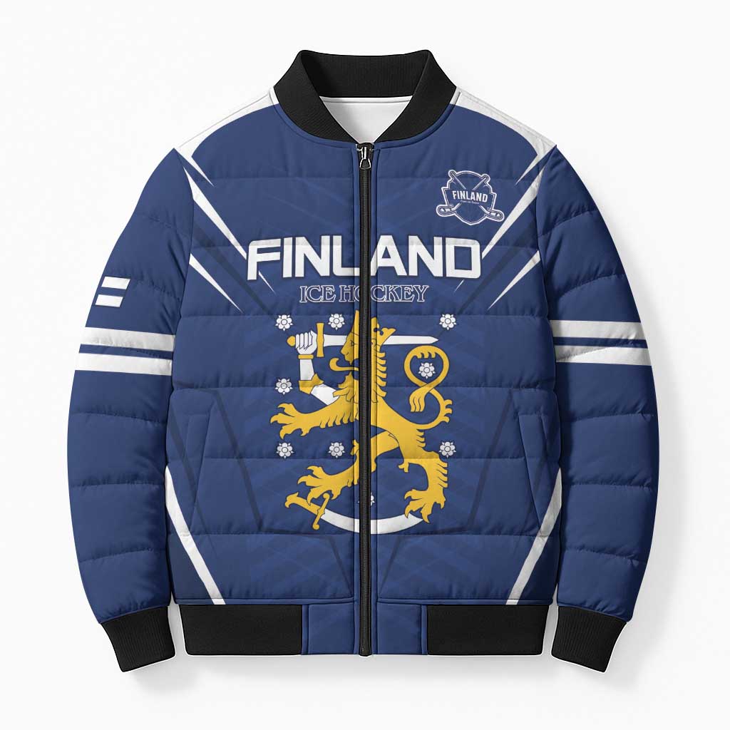Custom Finland Ice Hockey 2026 Bomber Puffer Jacket Suomi Suomi Suomi