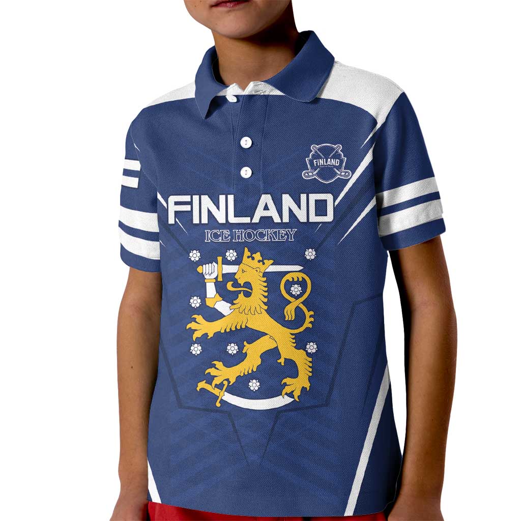 Custom Finland Ice Hockey 2026 Kid Polo Shirt Suomi Suomi Suomi