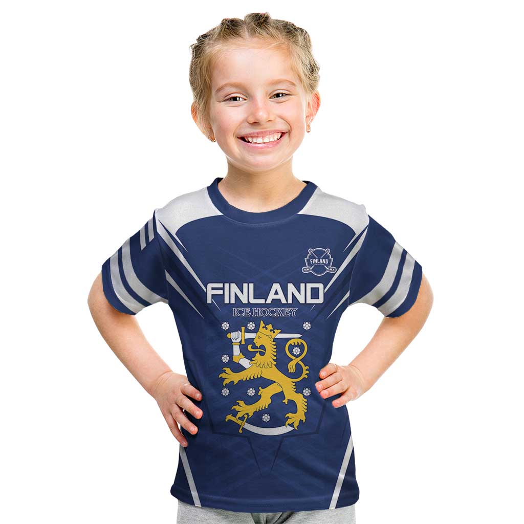 Custom Finland Ice Hockey 2026 Kid T Shirt Suomi Suomi Suomi