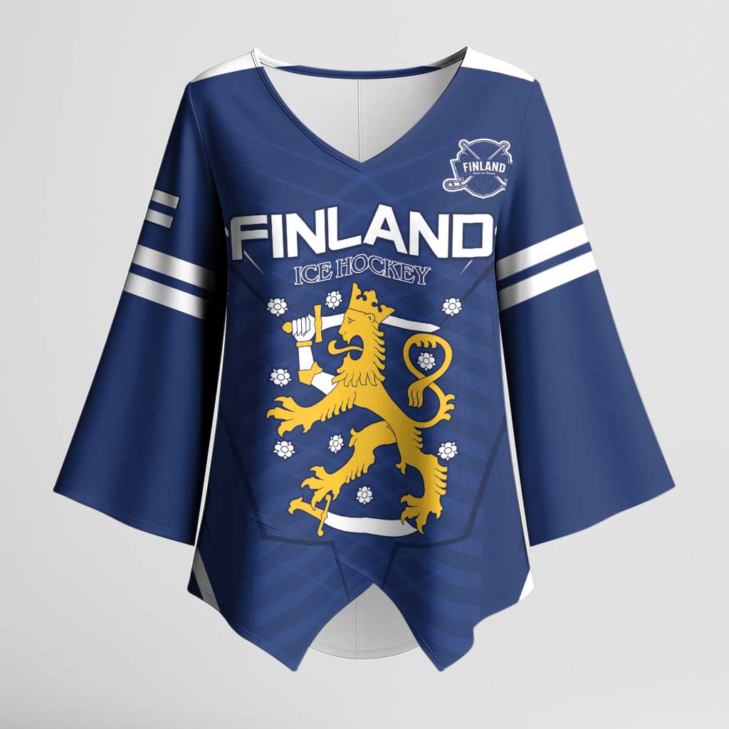 Custom Finland Ice Hockey 2026 Kimono Sleeve Blouse Suomi Suomi Suomi