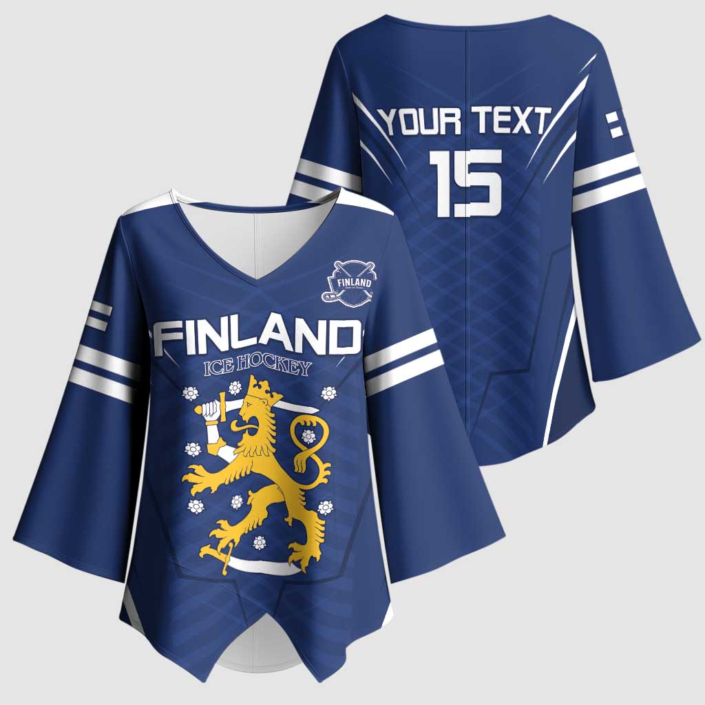 Custom Finland Ice Hockey 2026 Kimono Sleeve Blouse Suomi Suomi Suomi