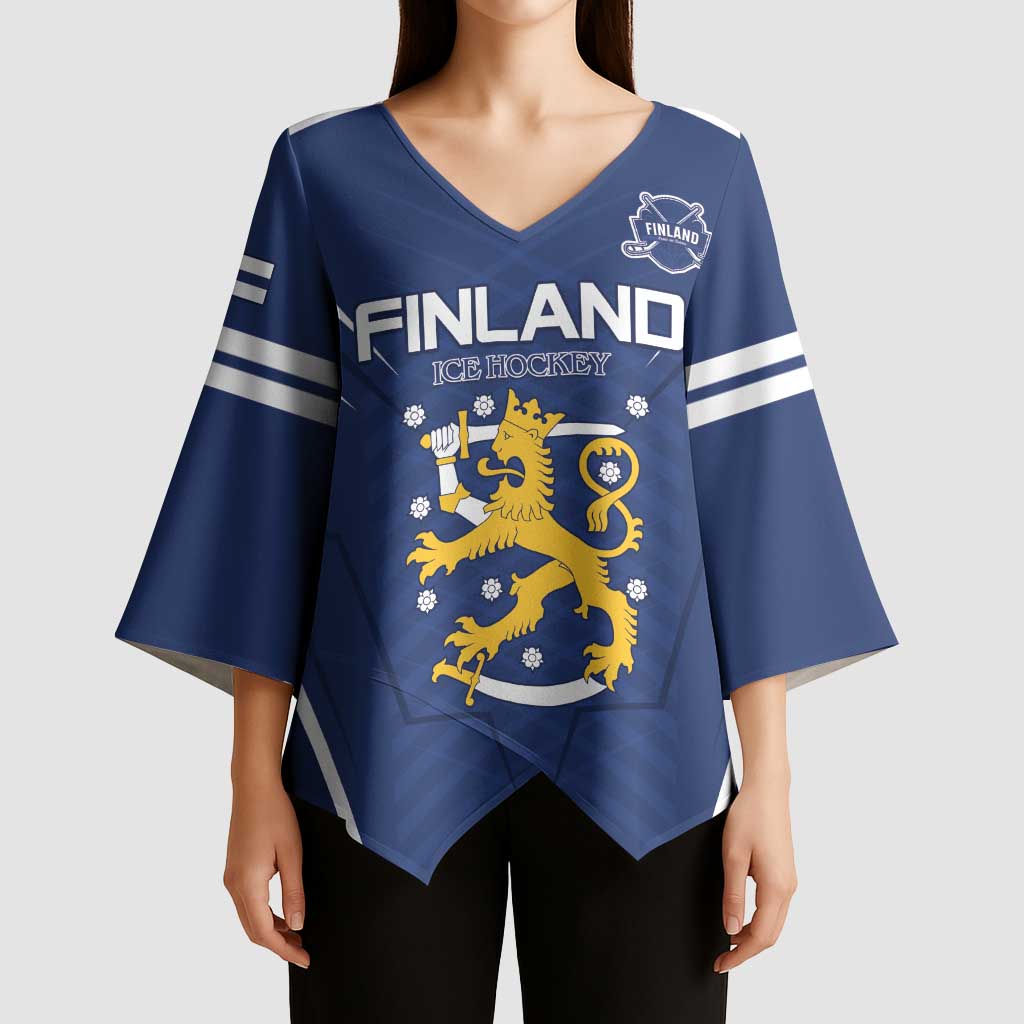 Custom Finland Ice Hockey 2026 Kimono Sleeve Blouse Suomi Suomi Suomi