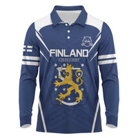 Custom Finland Ice Hockey 2026 Long Sleeve Polo Shirt Suomi Suomi Suomi