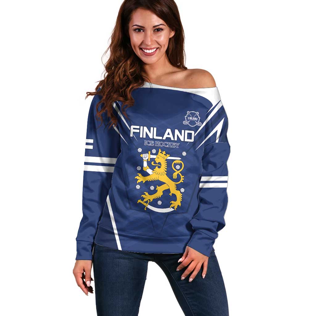 Custom Finland Ice Hockey 2026 Off Shoulder Sweater Suomi Suomi Suomi