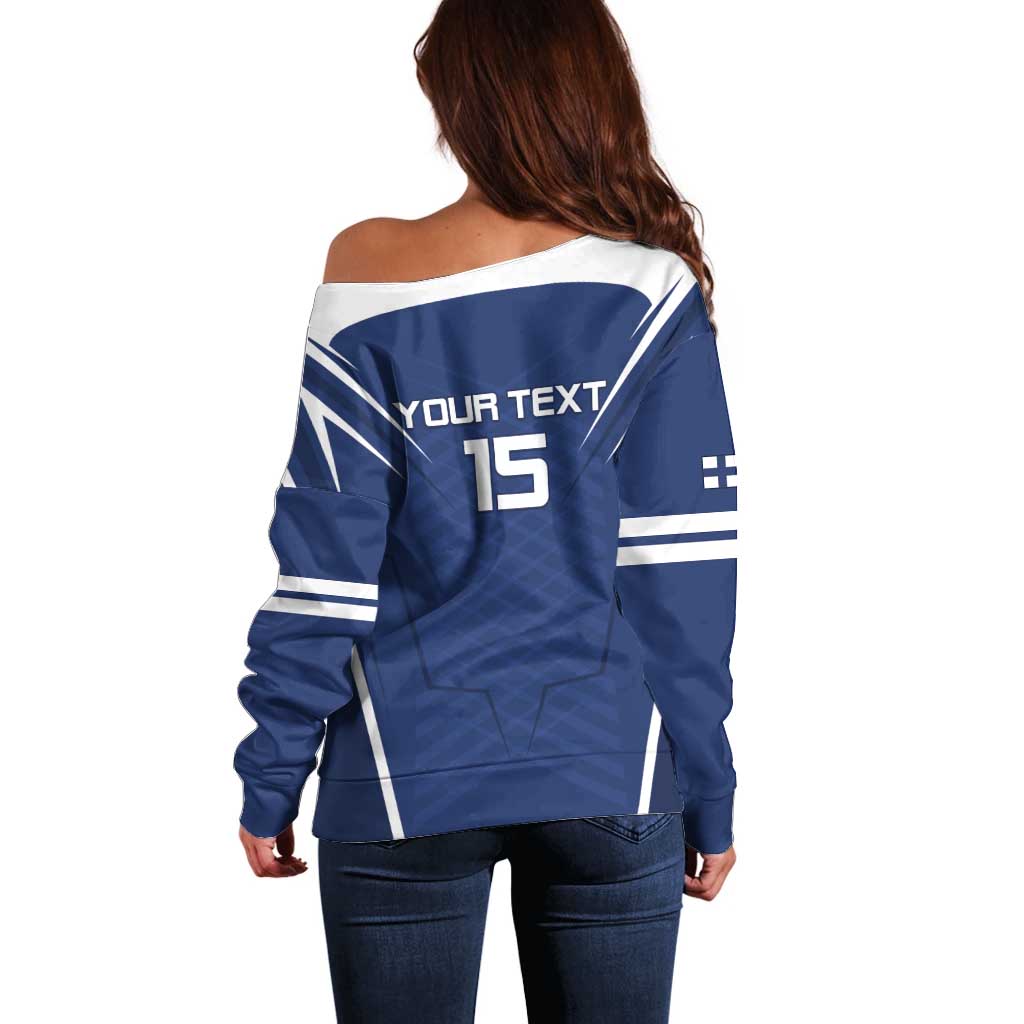 Custom Finland Ice Hockey 2026 Off Shoulder Sweater Suomi Suomi Suomi
