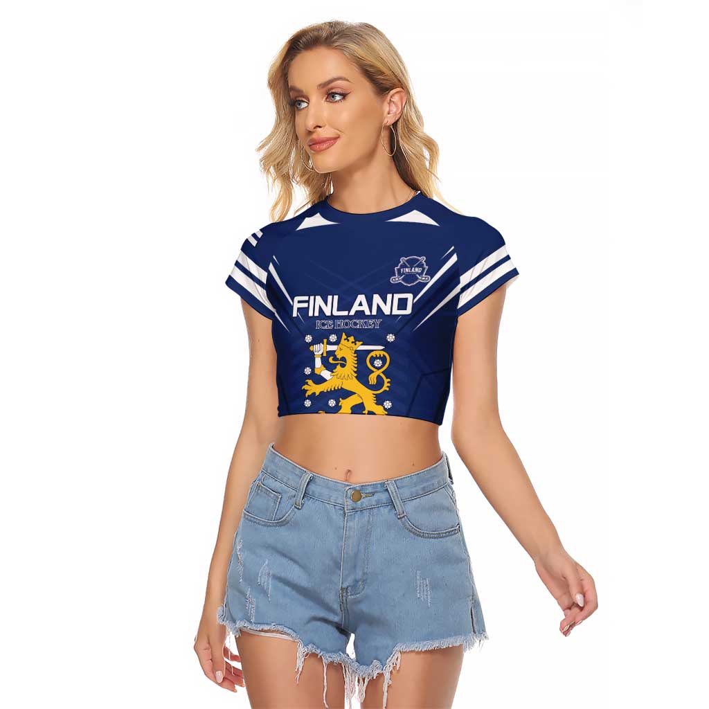 Custom Finland Ice Hockey 2026 Raglan Cropped T Shirt Suomi Suomi Suomi