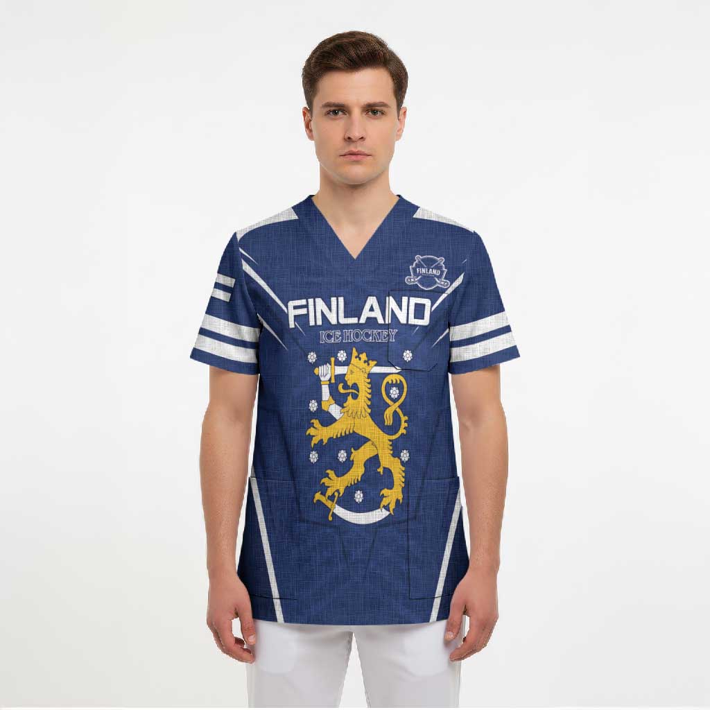 Custom Finland Ice Hockey 2026 Scrub Top Suomi Suomi Suomi