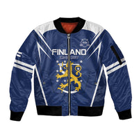 Custom Finland Ice Hockey 2026 Sleeve Zip Bomber Jacket Suomi Suomi Suomi
