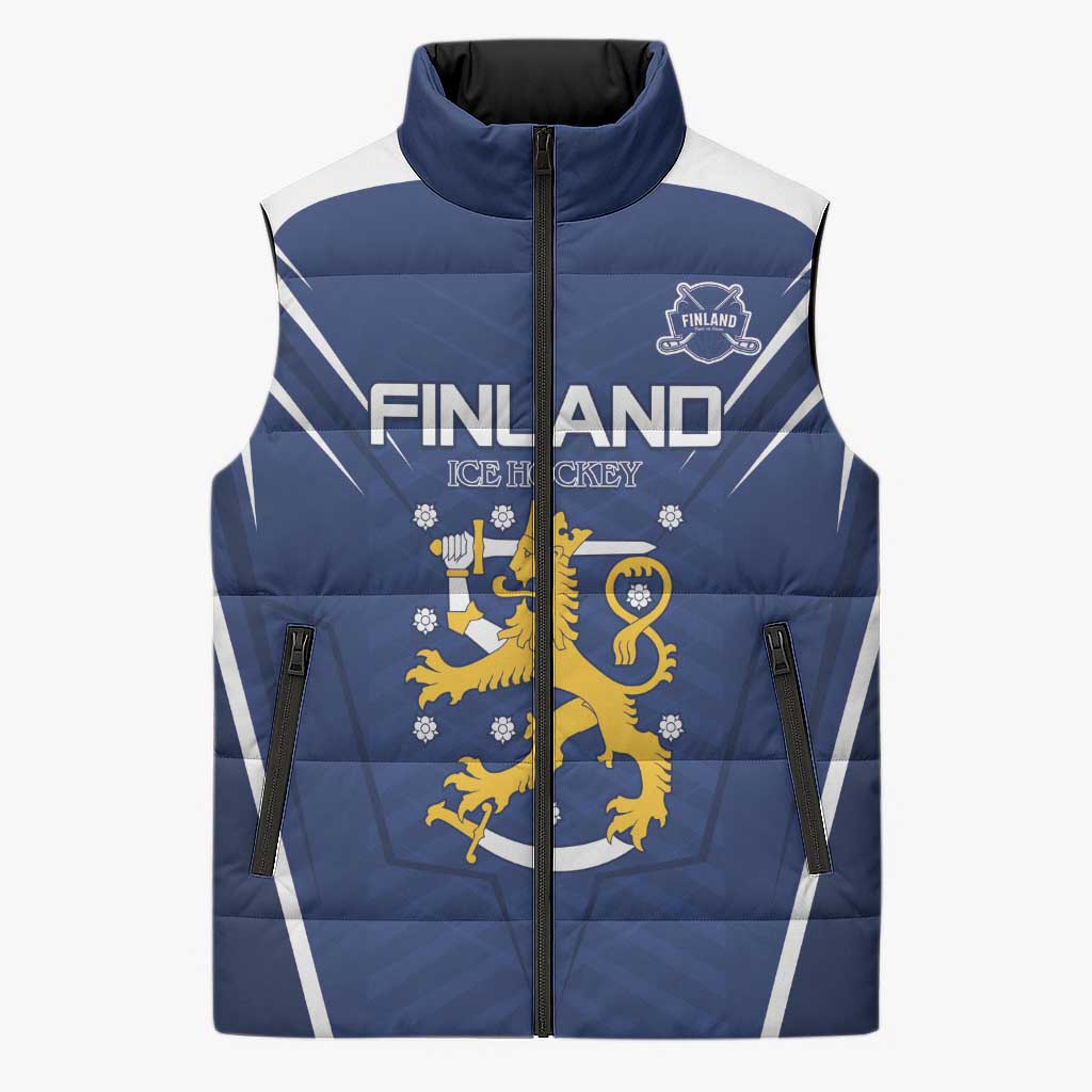 Custom Finland Ice Hockey 2026 Sleeveless Puffer Jacket Suomi Suomi Suomi