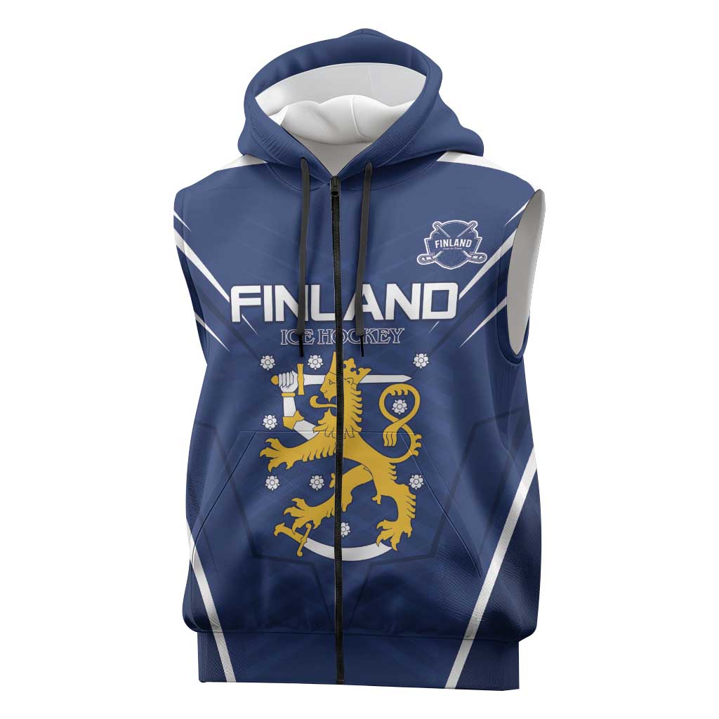 Custom Finland Ice Hockey 2026 Sleeveless Zip Hoodie Suomi Suomi Suomi