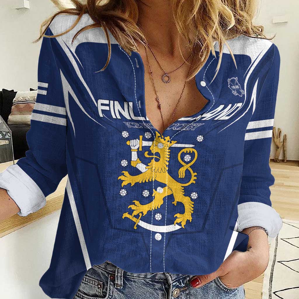 Custom Finland Ice Hockey 2026 Women Casual Shirt Suomi Suomi Suomi