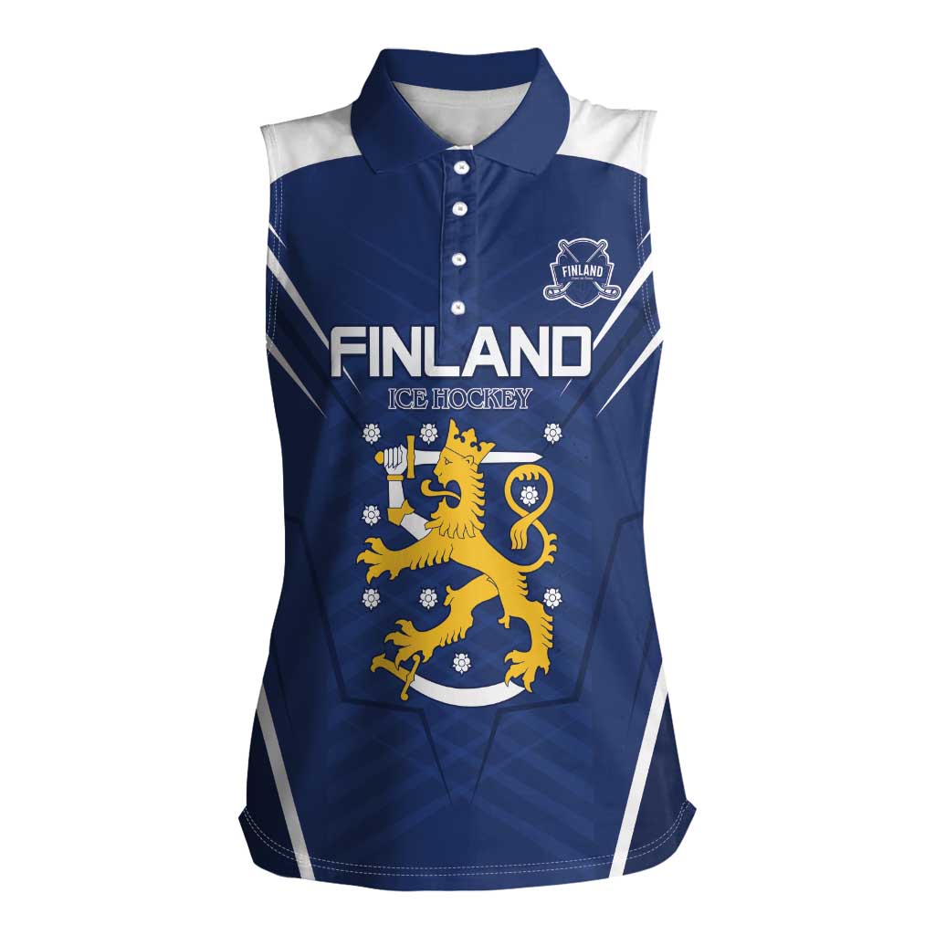 Custom Finland Ice Hockey 2026 Women Sleeveless Polo Shirt Suomi Suomi Suomi