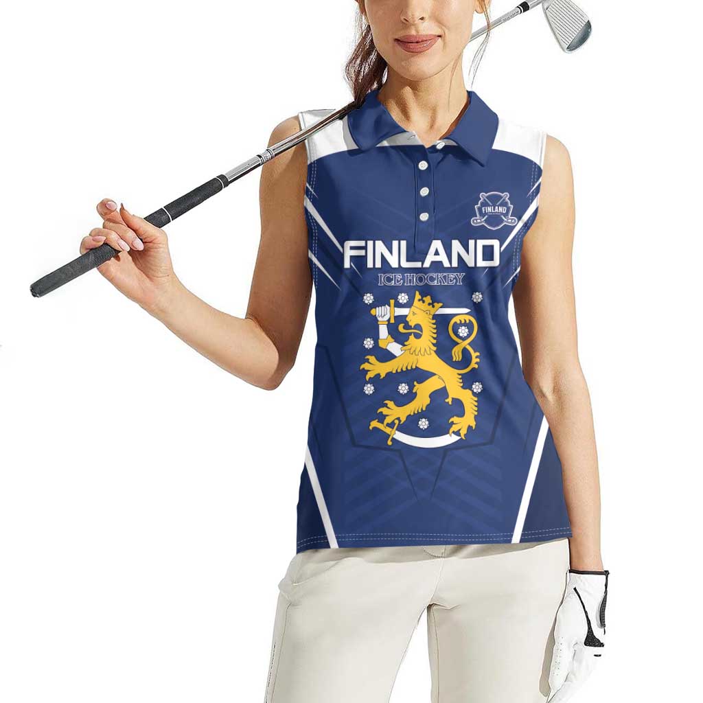 Custom Finland Ice Hockey 2026 Women Sleeveless Polo Shirt Suomi Suomi Suomi