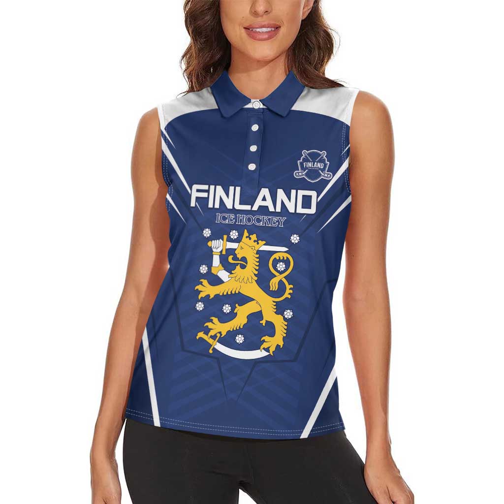 Custom Finland Ice Hockey 2026 Women Sleeveless Polo Shirt Suomi Suomi Suomi