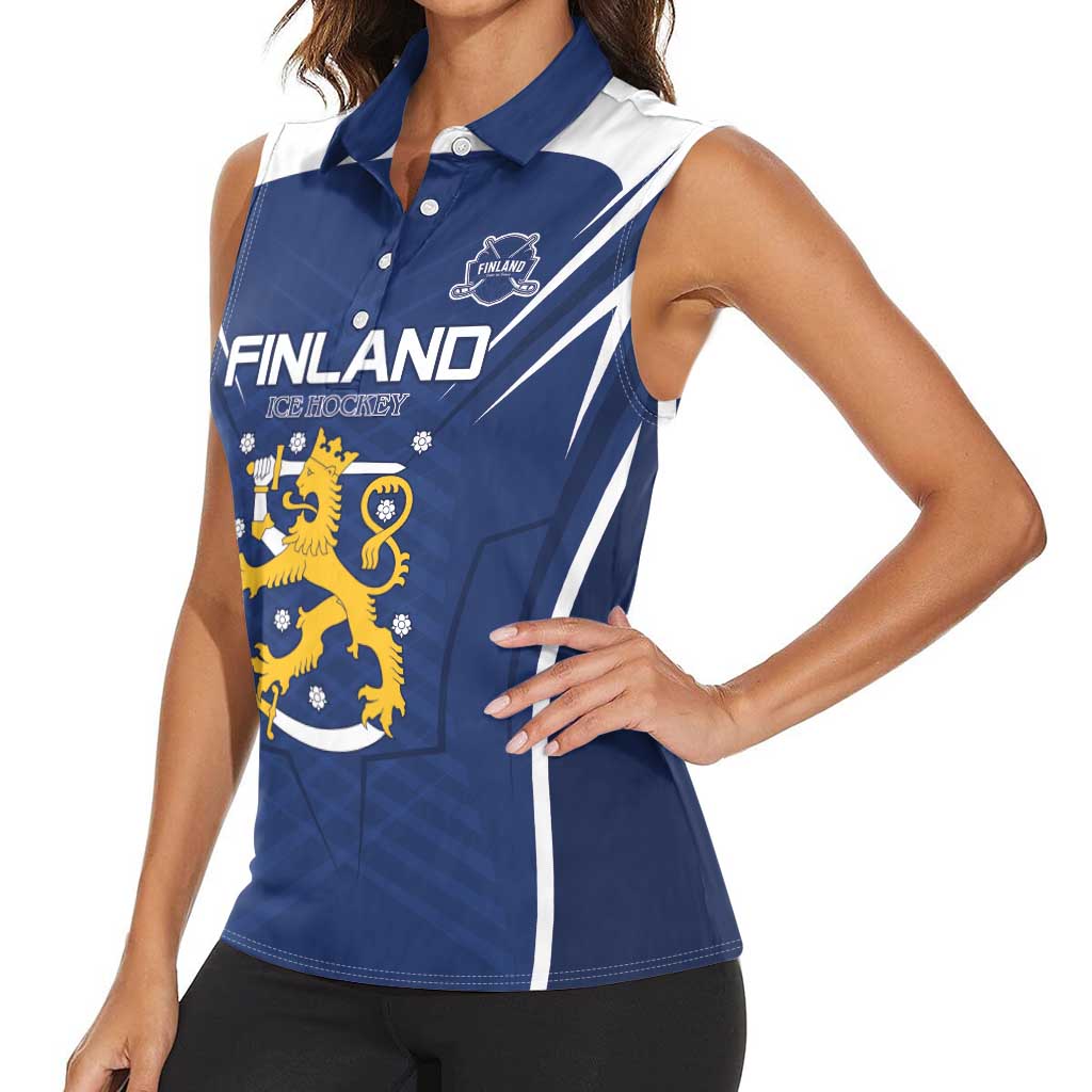 Custom Finland Ice Hockey 2026 Women Sleeveless Polo Shirt Suomi Suomi Suomi