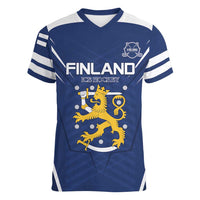 Custom Finland Ice Hockey 2026 Women V-Neck T-Shirt Suomi Suomi Suomi