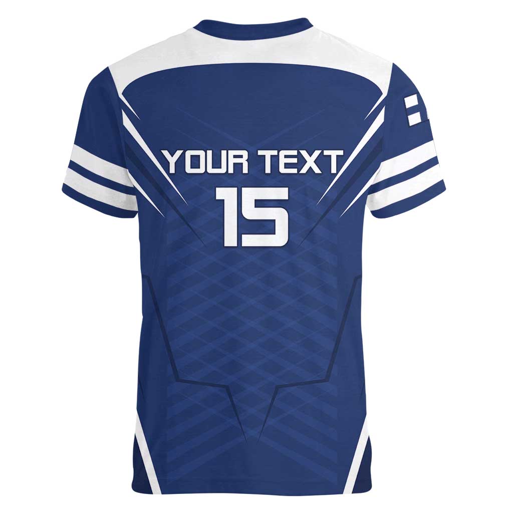 Custom Finland Ice Hockey 2026 Women V-Neck T-Shirt Suomi Suomi Suomi