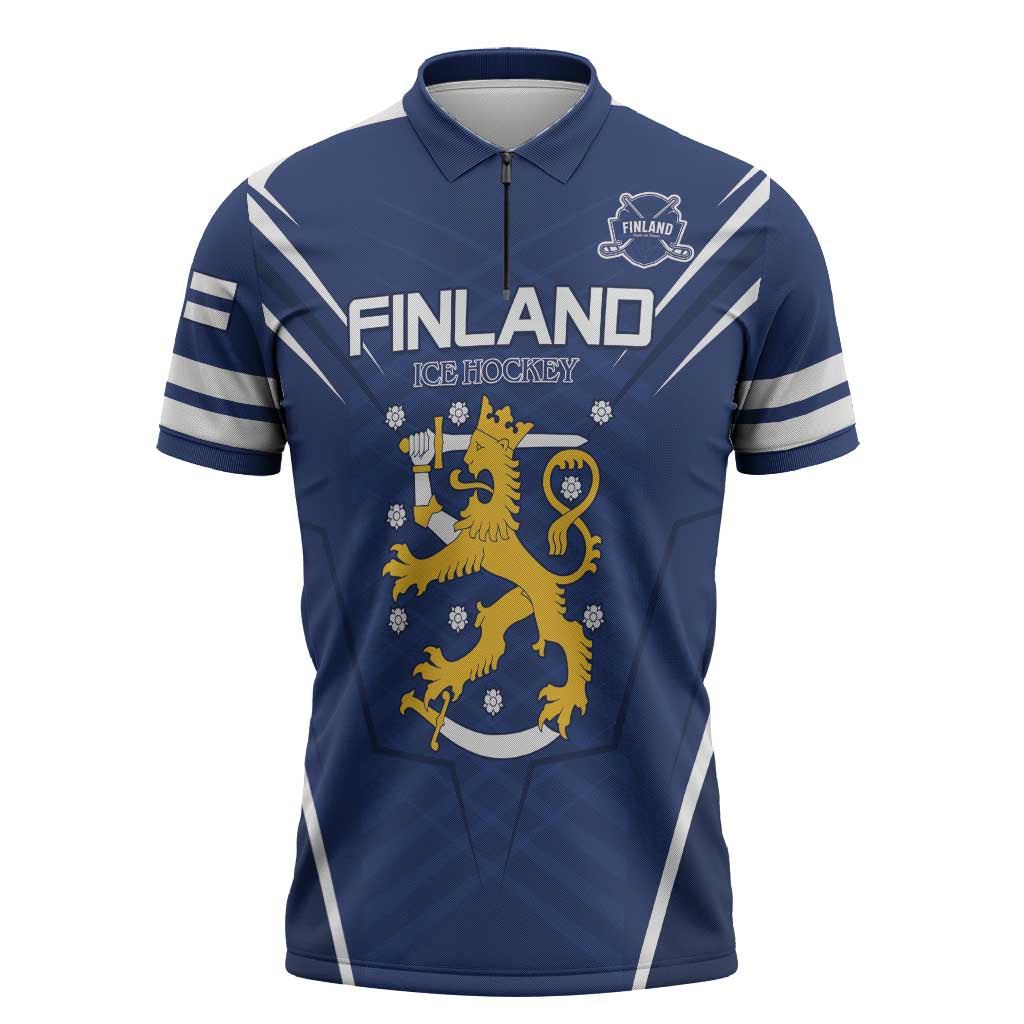 Custom Finland Ice Hockey 2026 Zipper Polo Shirt Suomi Suomi Suomi