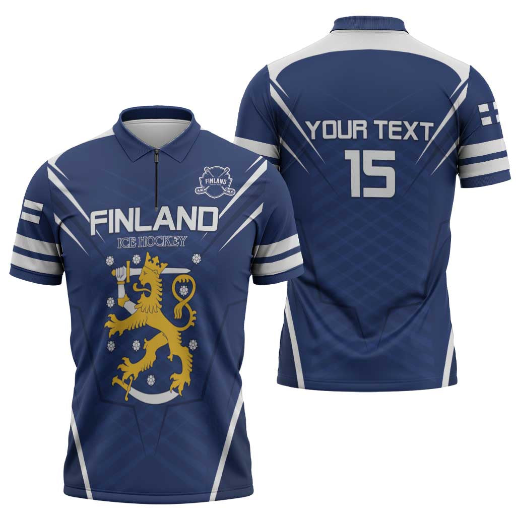 Custom Finland Ice Hockey 2026 Zipper Polo Shirt Suomi Suomi Suomi