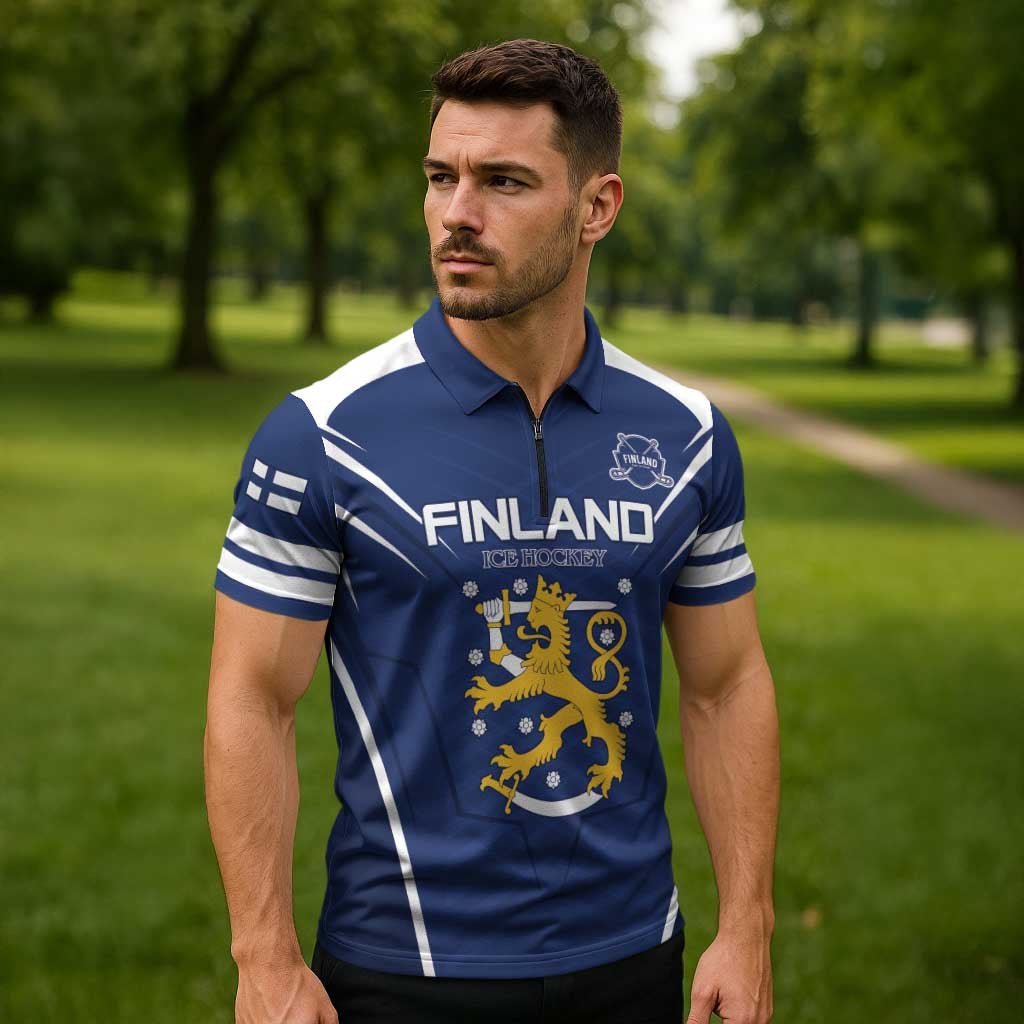 Custom Finland Ice Hockey 2026 Zipper Polo Shirt Suomi Suomi Suomi