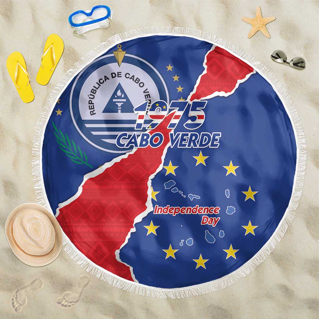 Happy Cape Verde Independence Day Beach Blanket Coat Of Arms With Map