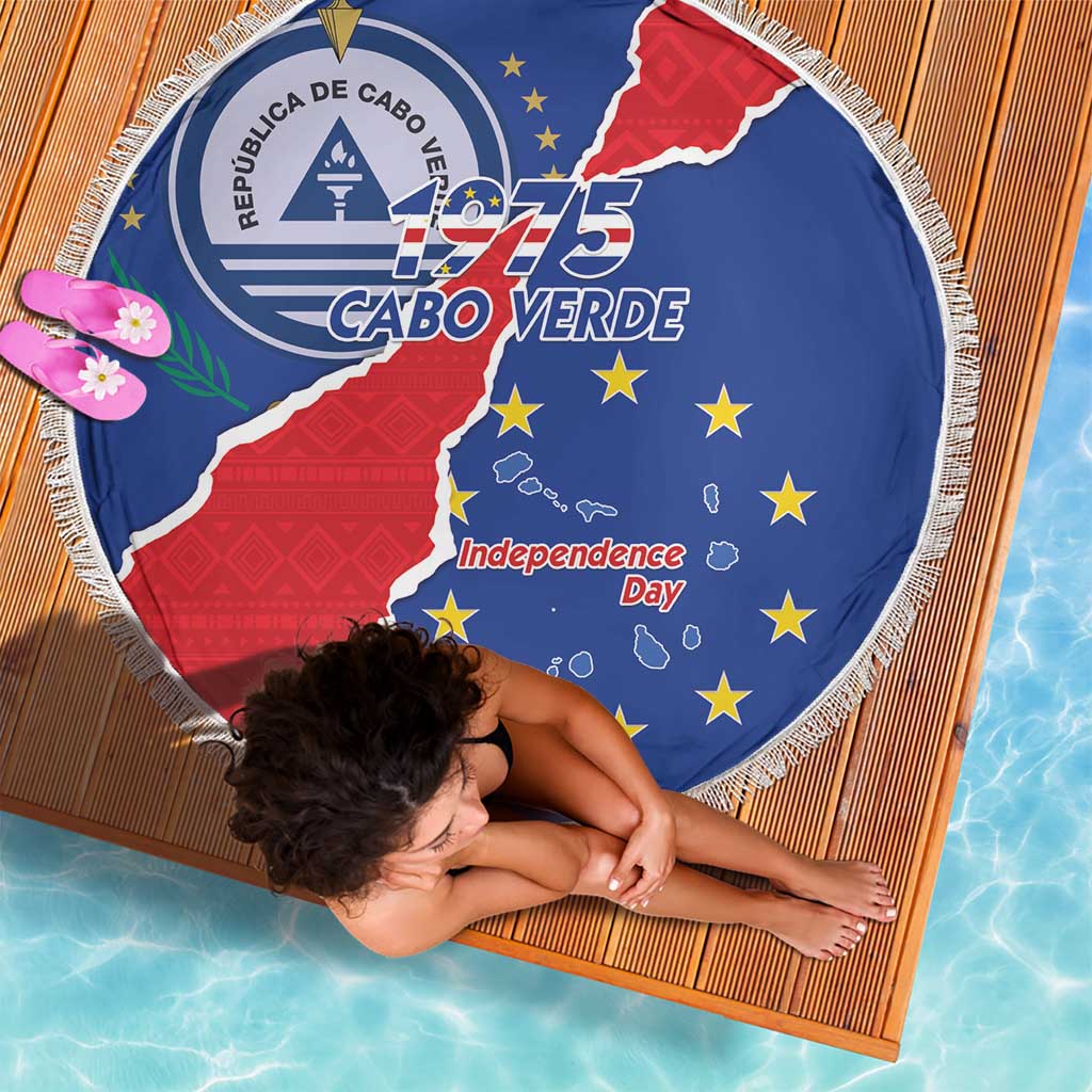 Happy Cape Verde Independence Day Beach Blanket Coat Of Arms With Map